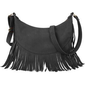 Boho Fringe Purse Small Crossbody Hobo Bags for Women Vegan Suede Western Countr